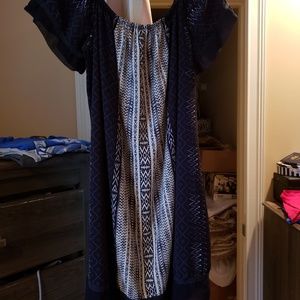 Navy Blue and white dress.